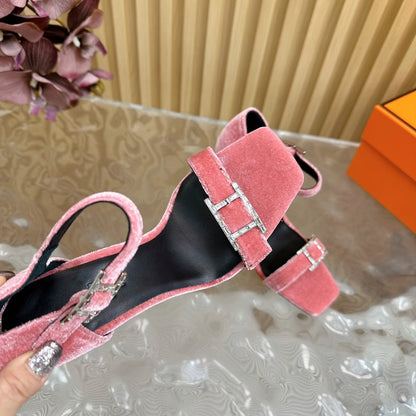 JULY SANDAL 105 MM IN ROUGE PINK VELVET
