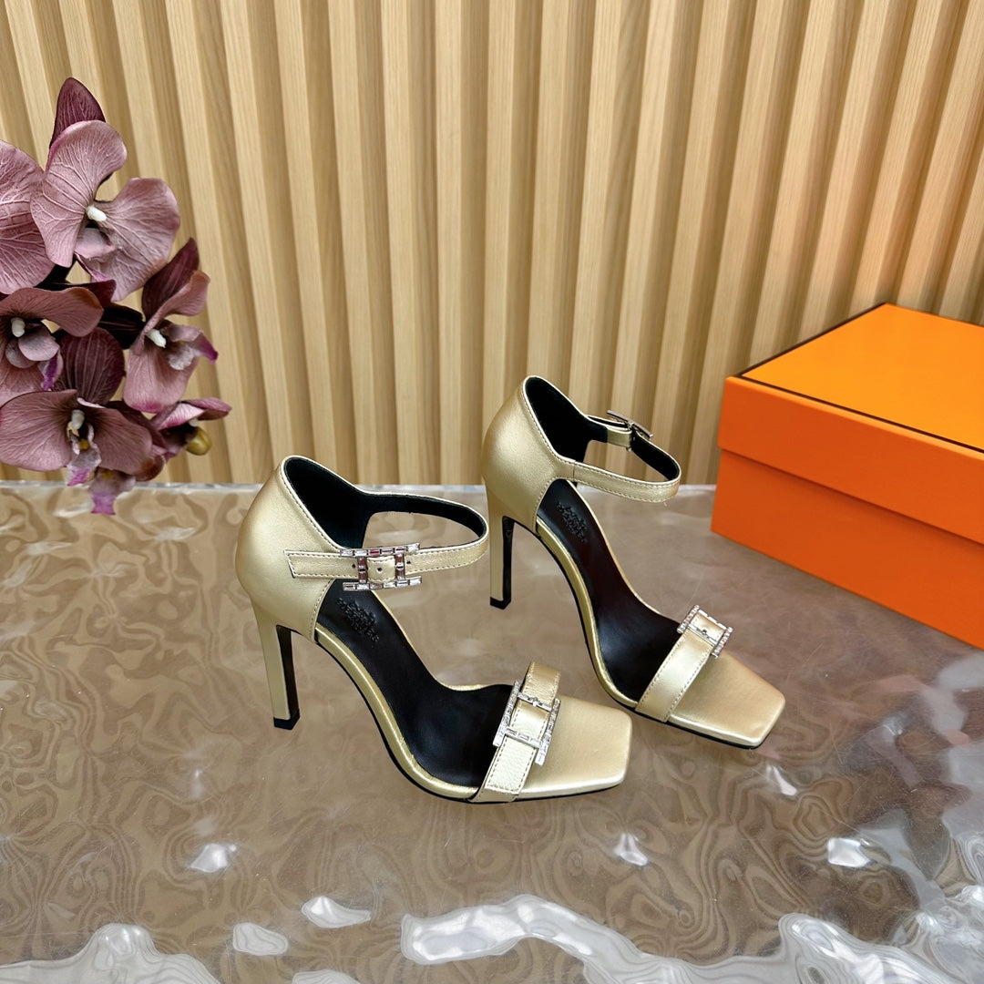 JULY SANDAL 105 MM IN LIGHT GOLD CALFSKIN