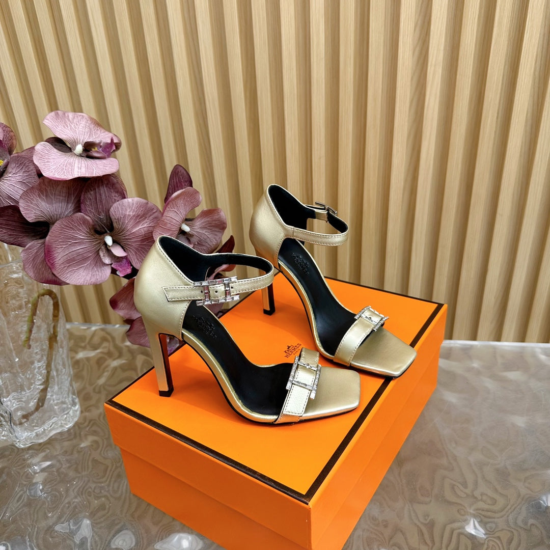 JULY SANDAL 105 MM IN LIGHT GOLD CALFSKIN
