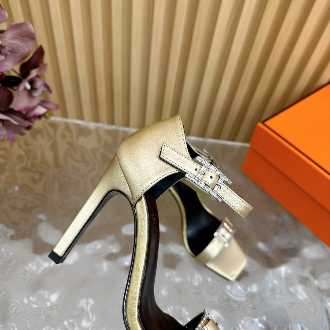JULY SANDAL 105 MM IN LIGHT GOLD CALFSKIN