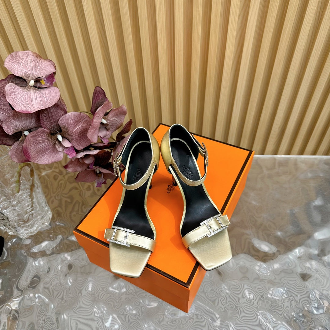 JULY SANDAL 105 MM IN LIGHT GOLD CALFSKIN