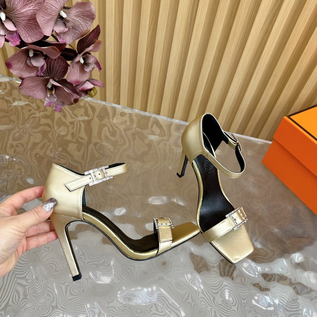 JULY SANDAL 105 MM IN LIGHT GOLD CALFSKIN