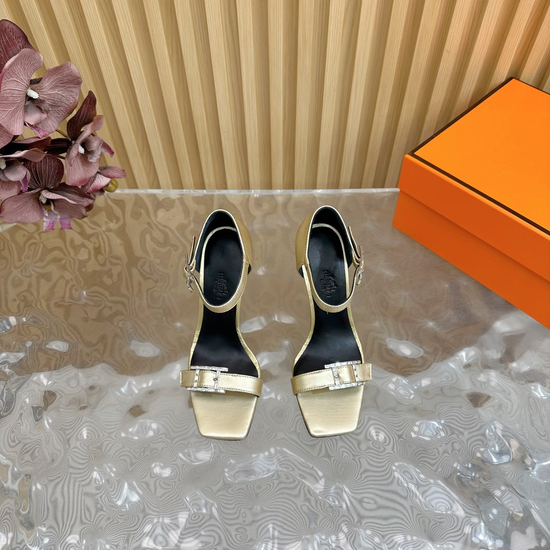 JULY SANDAL 105 MM IN LIGHT GOLD CALFSKIN