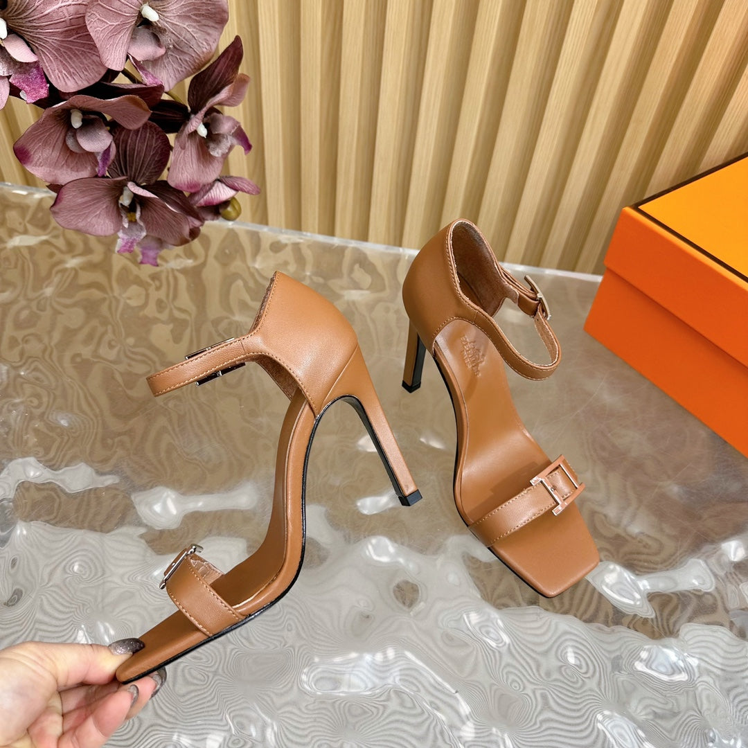 JULY SANDAL 105 MM IN BRONZE BROWN CALFSKIN