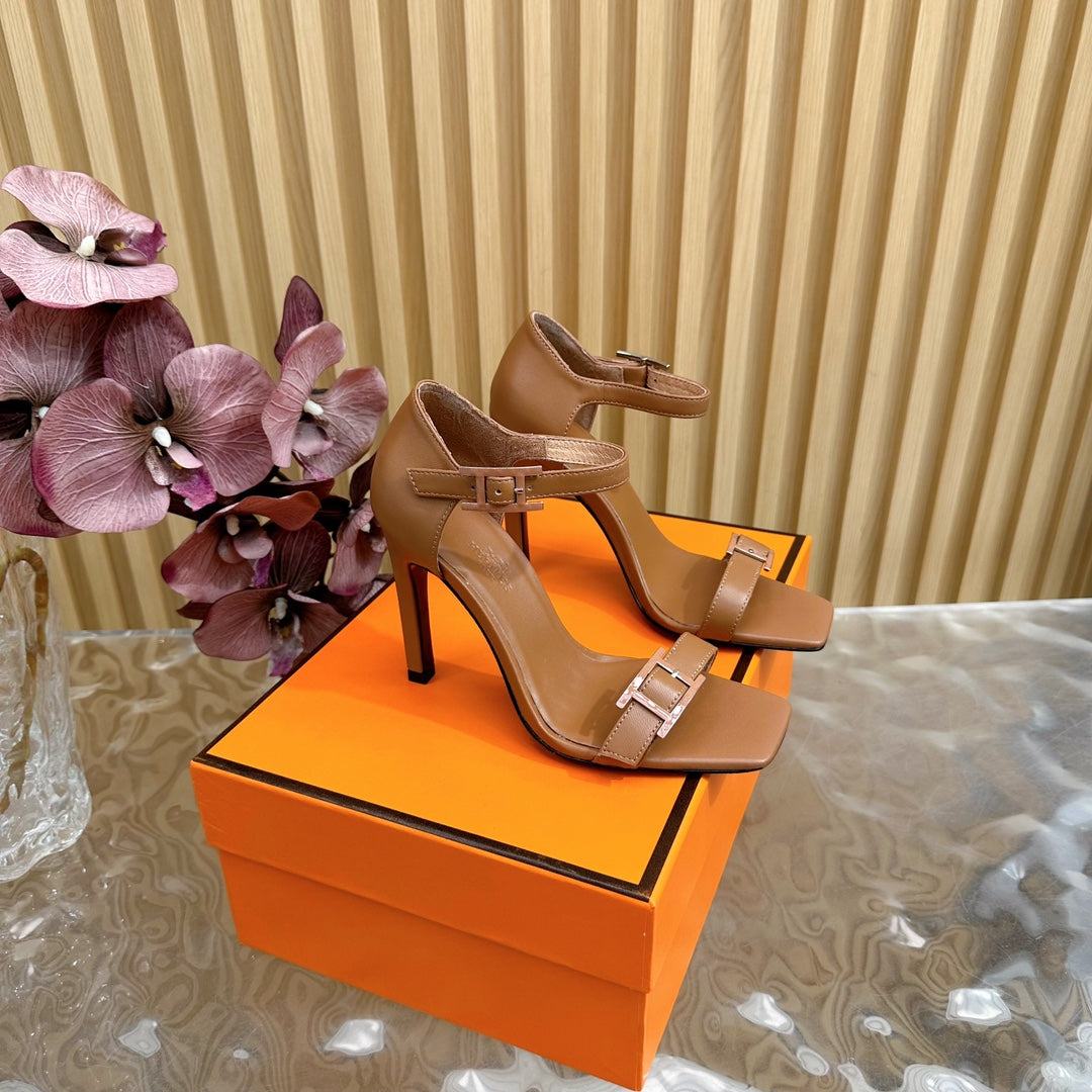 JULY SANDAL 105 MM IN BRONZE BROWN CALFSKIN