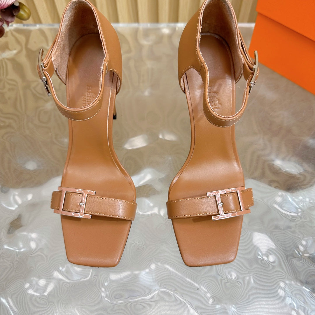 JULY SANDAL 105 MM IN BRONZE BROWN CALFSKIN