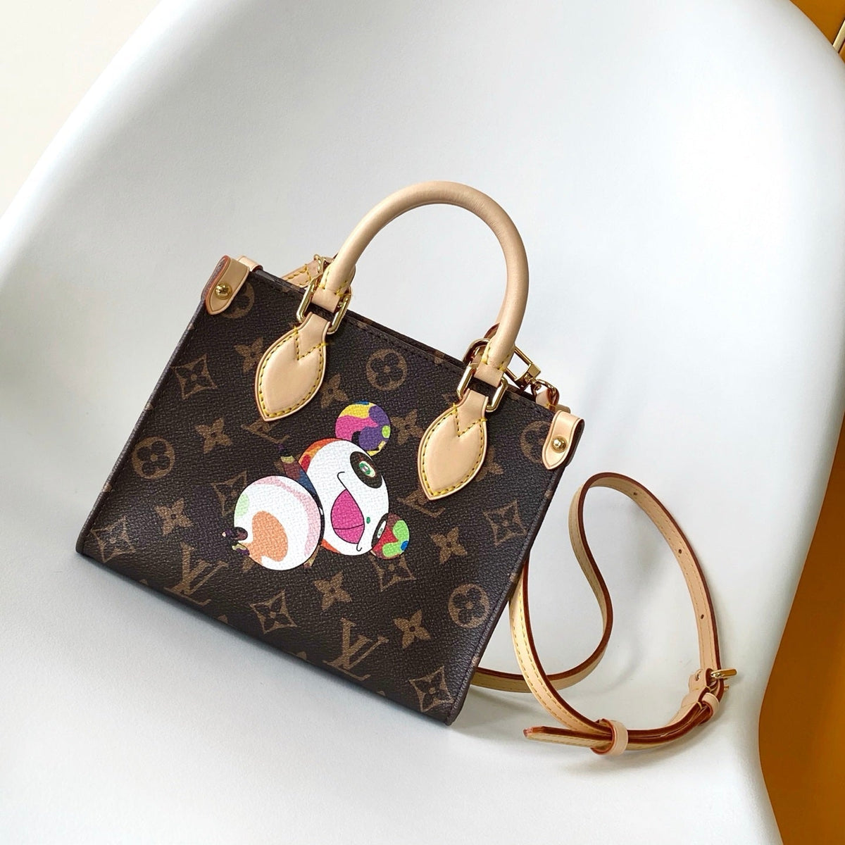 PANDA ONTHEGO BAG 18 IN BROWN MONOGRAM COATED CANVAS