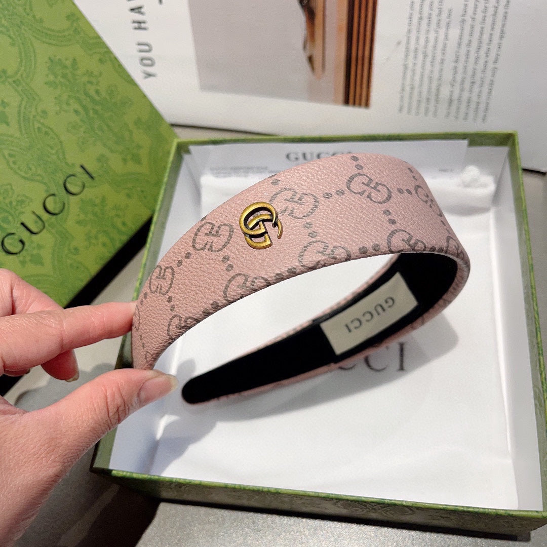HEADBAND IN BLUSH PINK MONOGRAM PRINT LAMBSKIN 329329