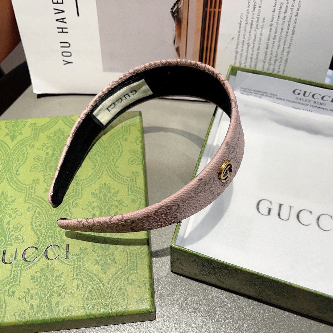 HEADBAND IN BLUSH PINK MONOGRAM PRINT LAMBSKIN 329329
