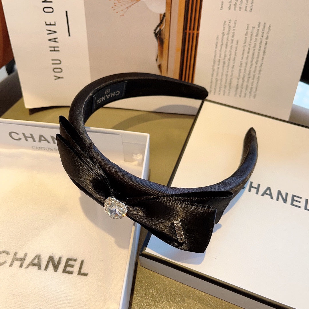 BLACK SILK AND FABRIC HAIRBAND 414429