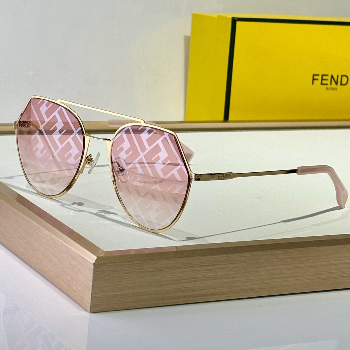 OBLIQUE MASK SKY ROUND FRAME SUNGLASSES FF0329 IN METAL