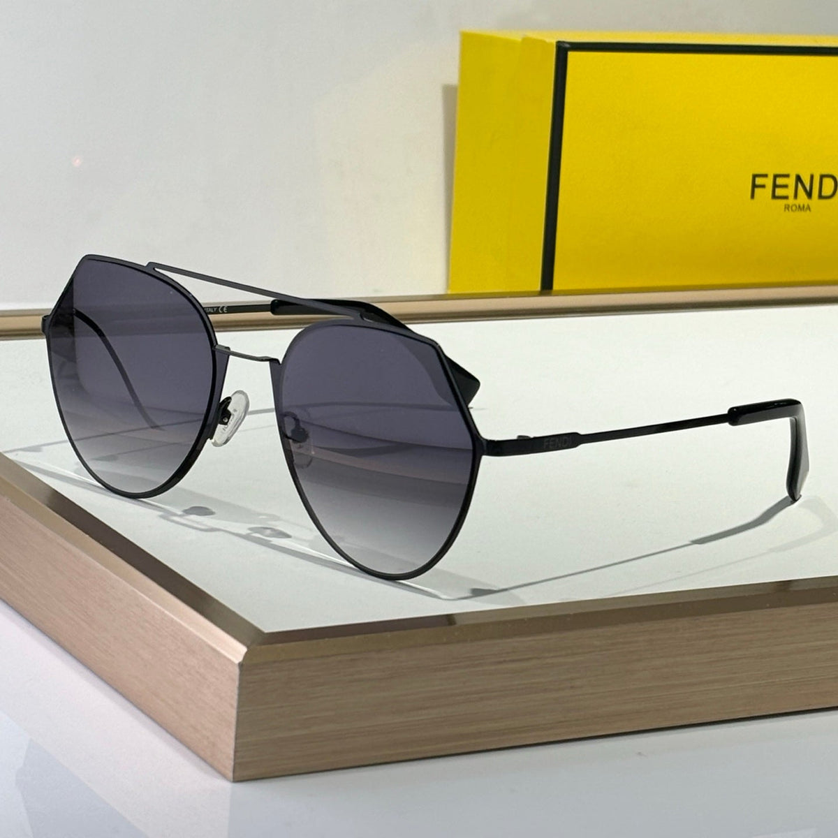 OBLIQUE MASK SKY ROUND FRAME SUNGLASSES FF0329 IN METAL