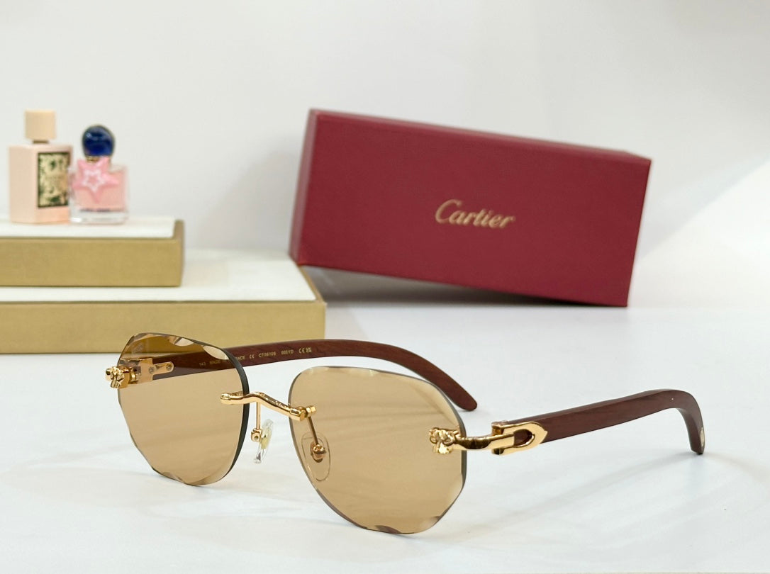 C DE RIMLESS GEOMETRIC FRAME SUNGLASSES 547386 IN METAL AND WOODEN