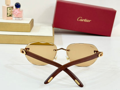 C DE RIMLESS GEOMETRIC FRAME SUNGLASSES 547386 IN METAL AND WOODEN