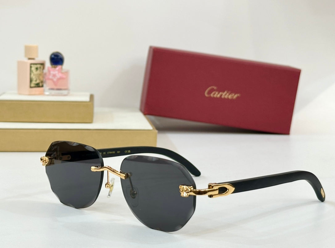 C DE RIMLESS GEOMETRIC FRAME SUNGLASSES 547386 IN METAL AND WOODEN
