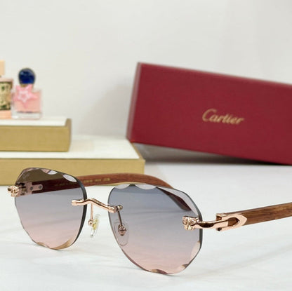 C DE RIMLESS GEOMETRIC FRAME SUNGLASSES 547386 IN METAL AND WOODEN