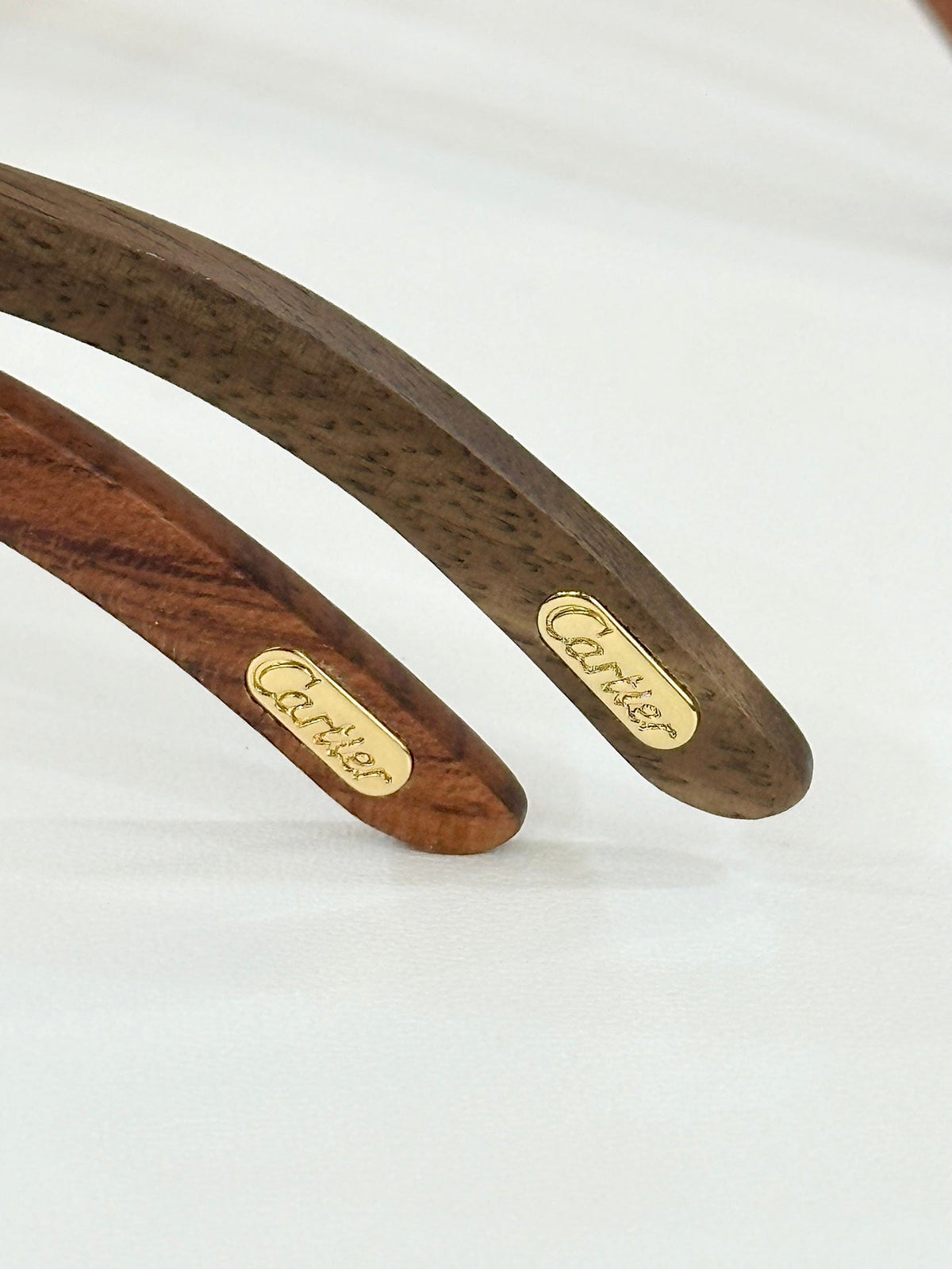 PANTHÈRE RIMLESS TRIANGLE FRAME SUNGLASSES CT0616S IN METAL AND WOODEN