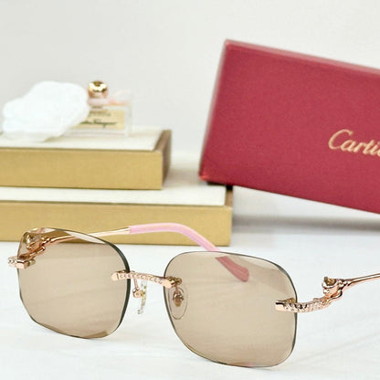 PANTHÈRE RIMLESS RECTANGULAR FRAME SUNGLASSES CT0687S IN METAL