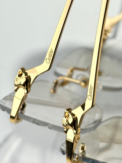 PANTHÈRE PHOTOCHROMIC LENSES RIMLESS SQUARE FRAME SUNGLASSES 580910 IN METAL