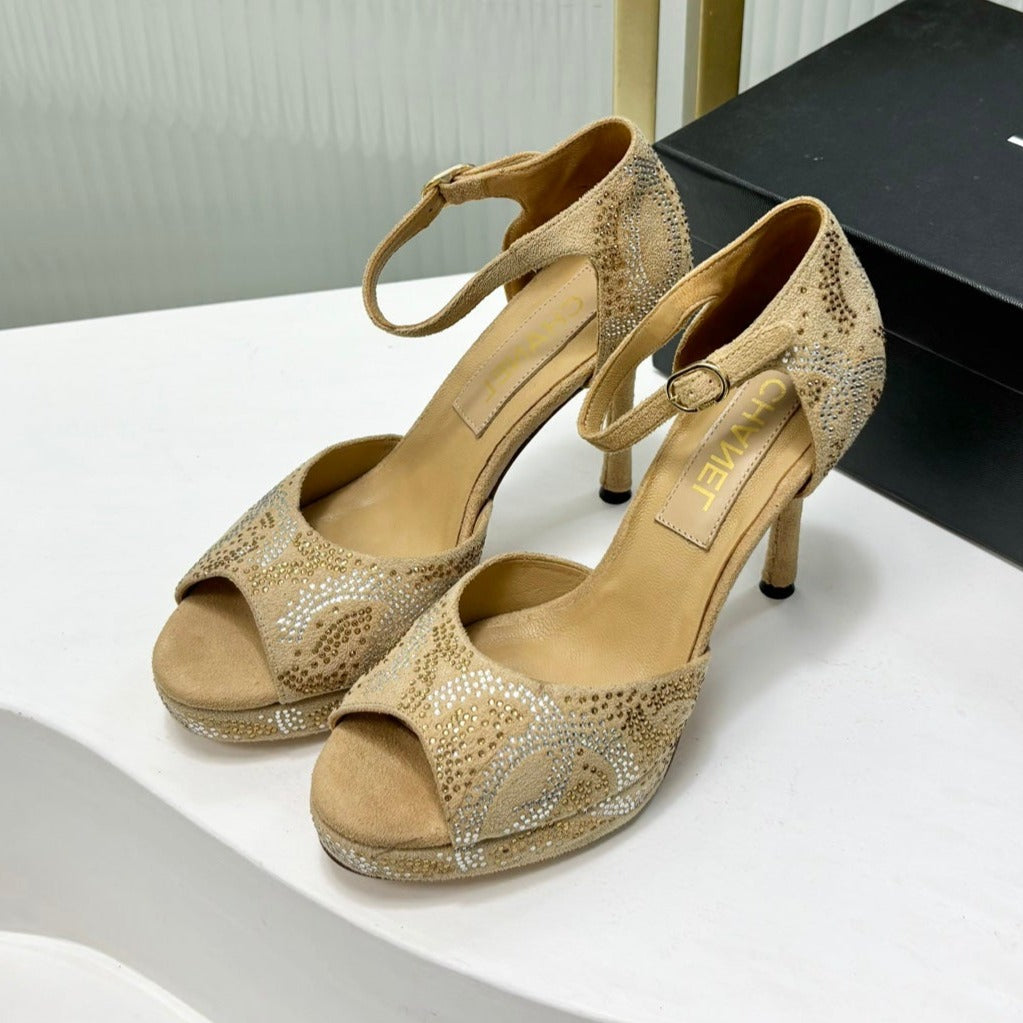 HIGH HEELS ONE STRAP IN BEIGE CREAM GOATSKIN