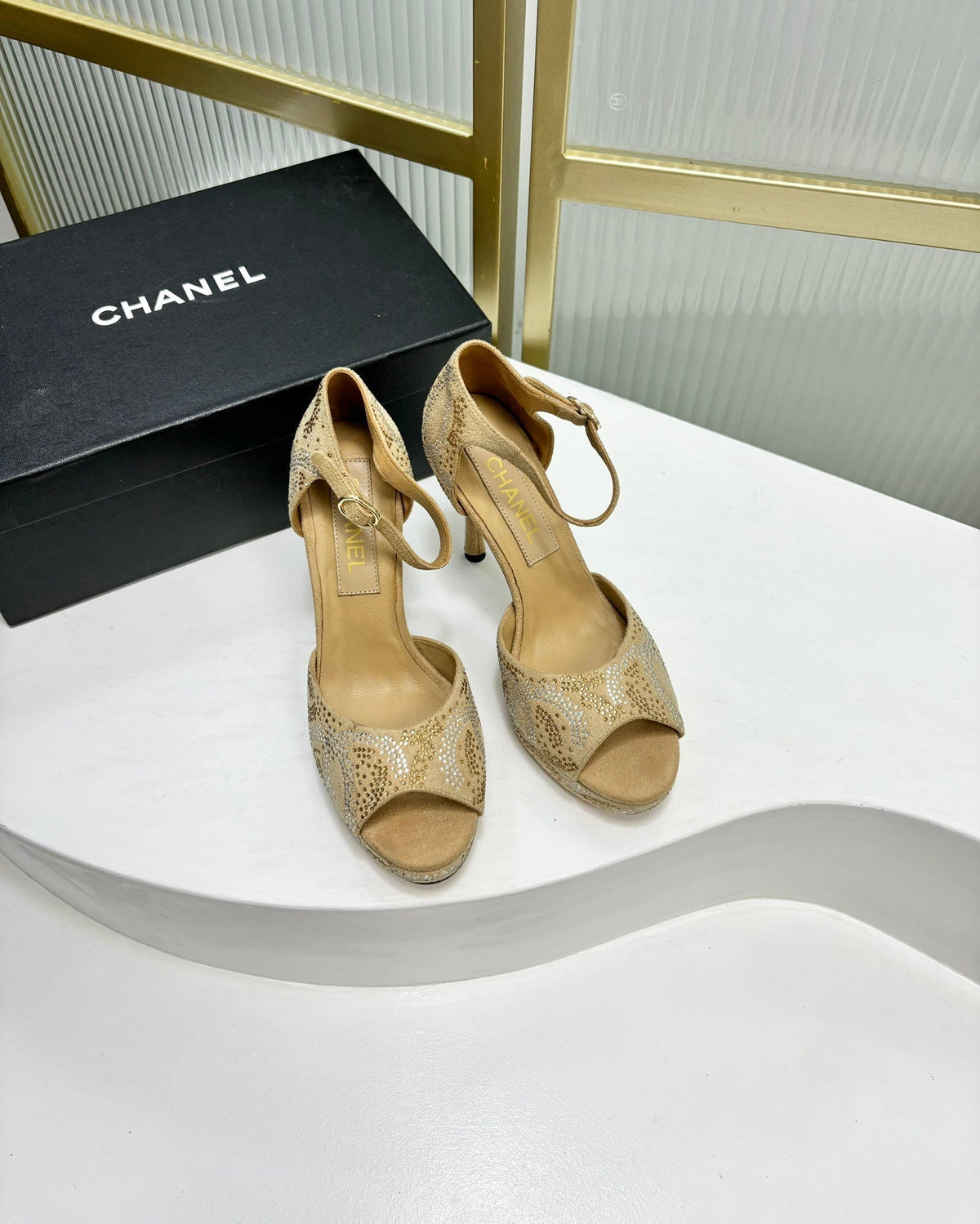 HIGH HEELS ONE STRAP IN BEIGE CREAM GOATSKIN