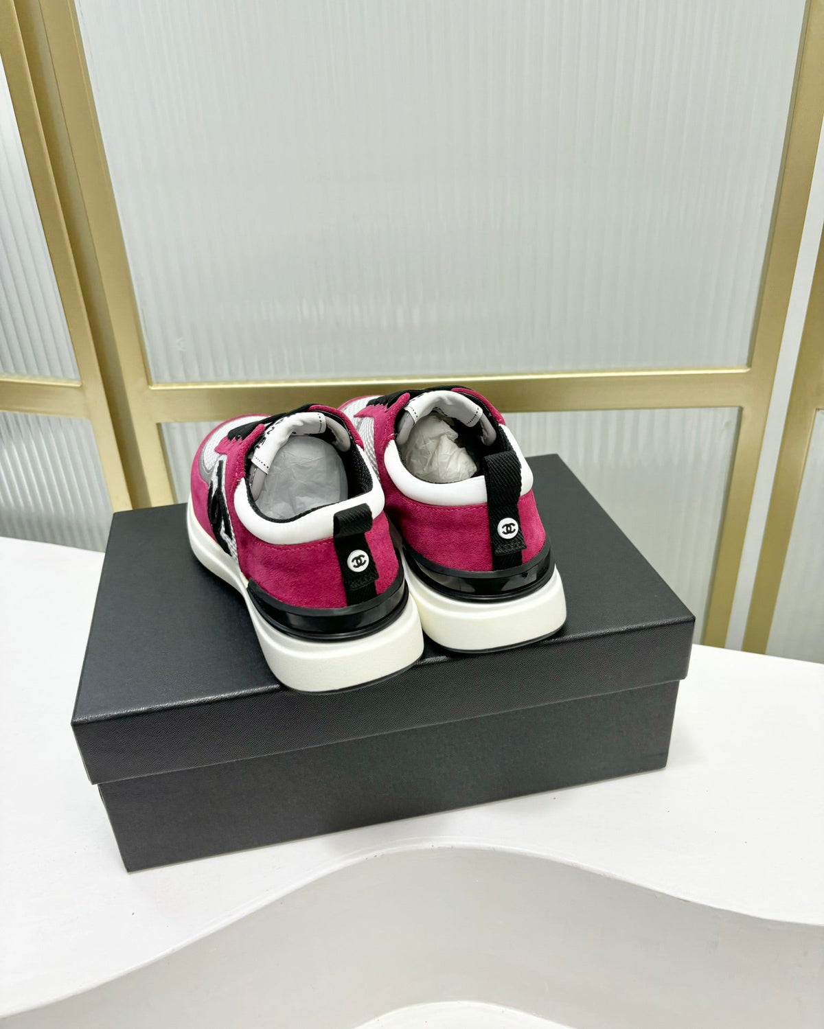 SNEAKER IN BARBIE PINK SUEDE AND GREY BREATHABLE MESH