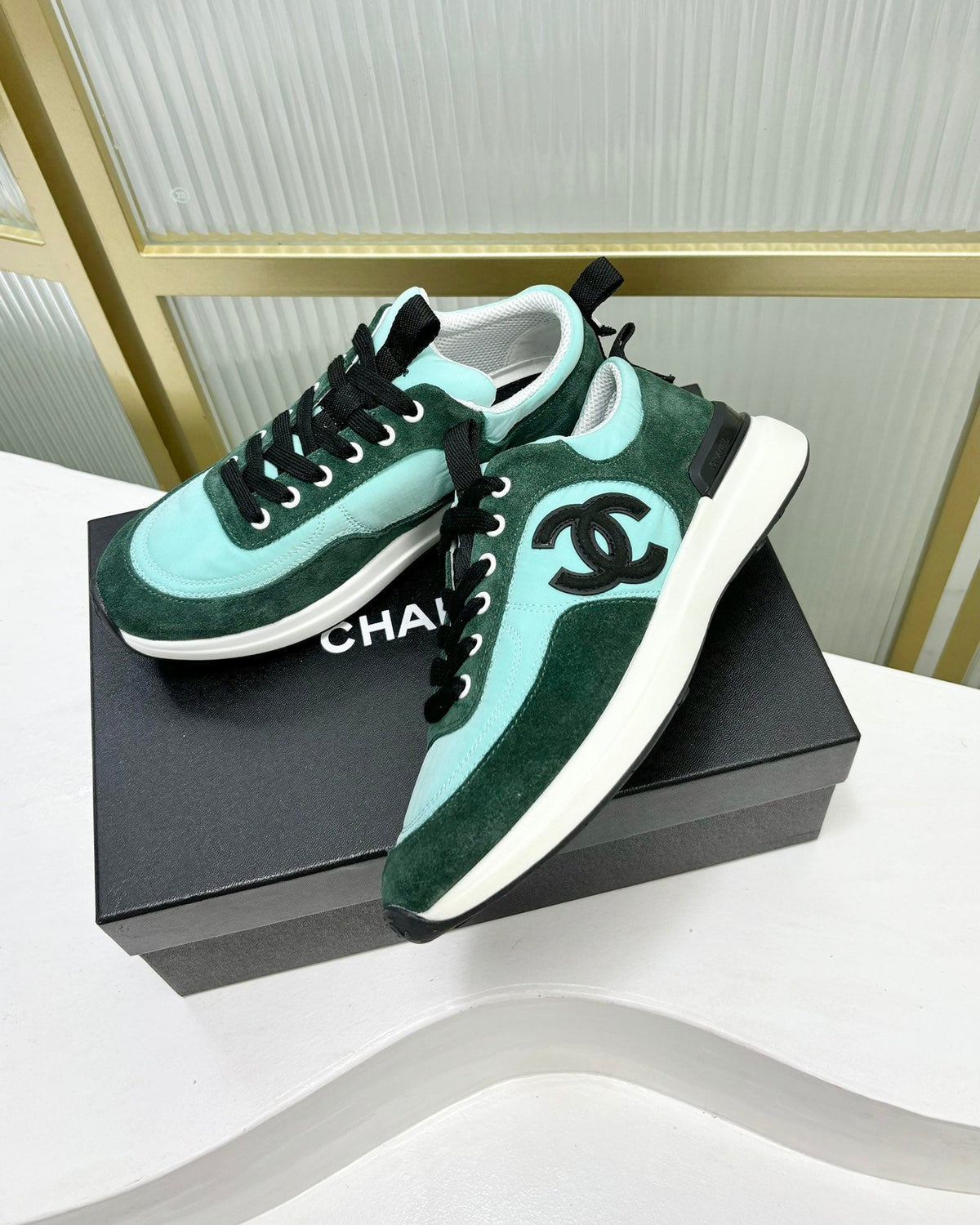 SNEAKER IN GREEN MINT MIX FOREST GREEN SUEDE