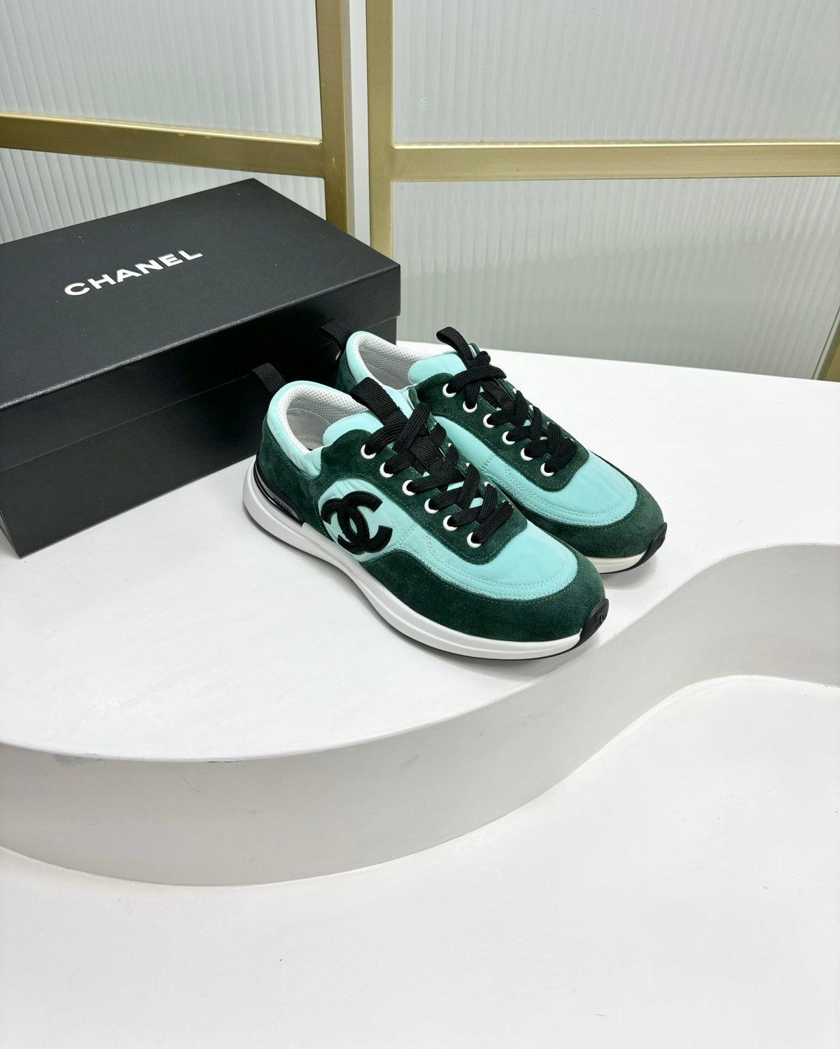 SNEAKER IN GREEN MINT MIX FOREST GREEN SUEDE
