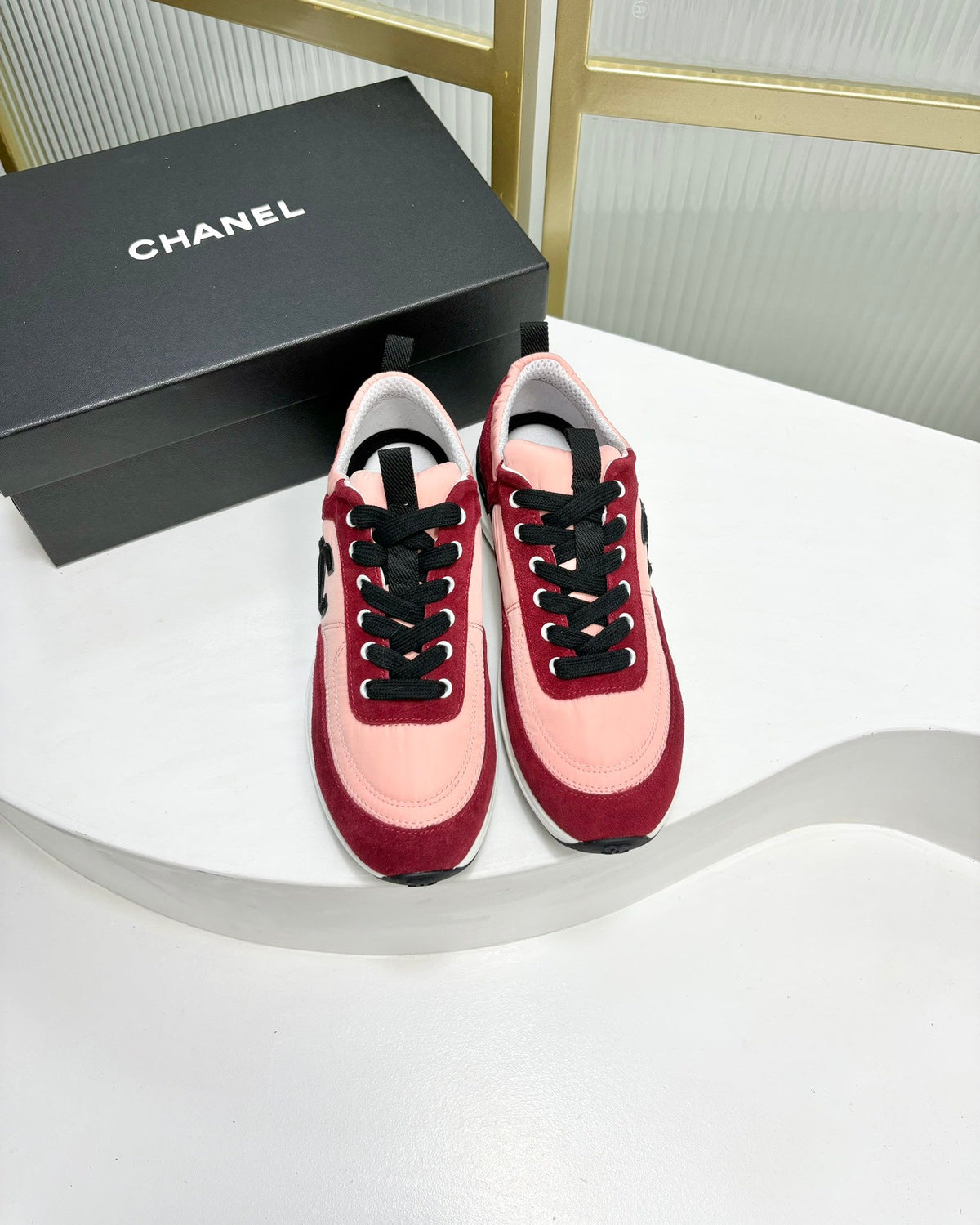 SNEAKER IN LIGHT PINK MIX CHERRY RED SUEDE