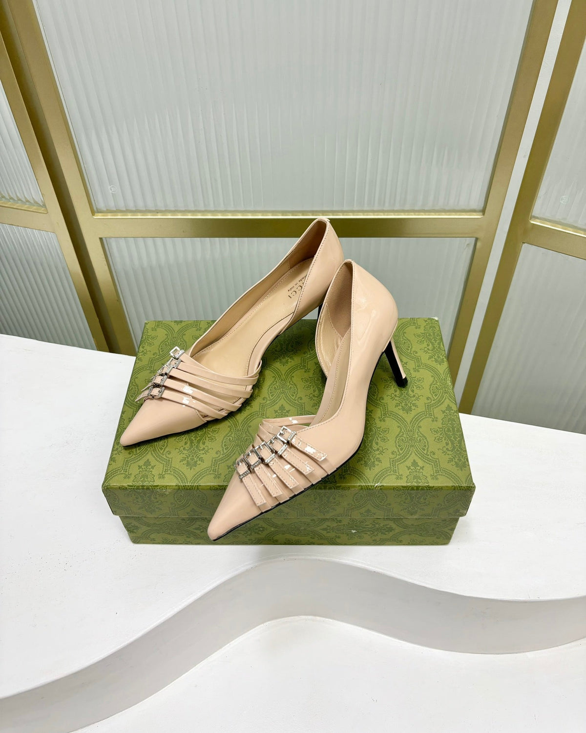 HIGH PUMP 6 CM IN TAN BEIGE CALFSKIN