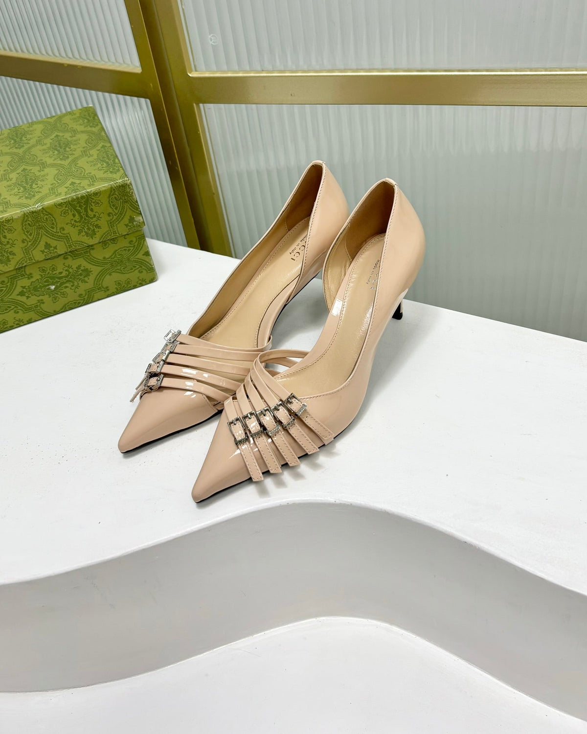 HIGH PUMP 6 CM IN TAN BEIGE CALFSKIN