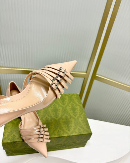 HIGH PUMP 6 CM IN TAN BEIGE CALFSKIN