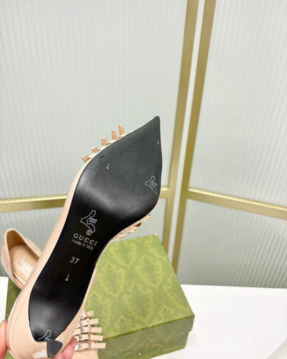 HIGH PUMP 6 CM IN TAN BEIGE CALFSKIN