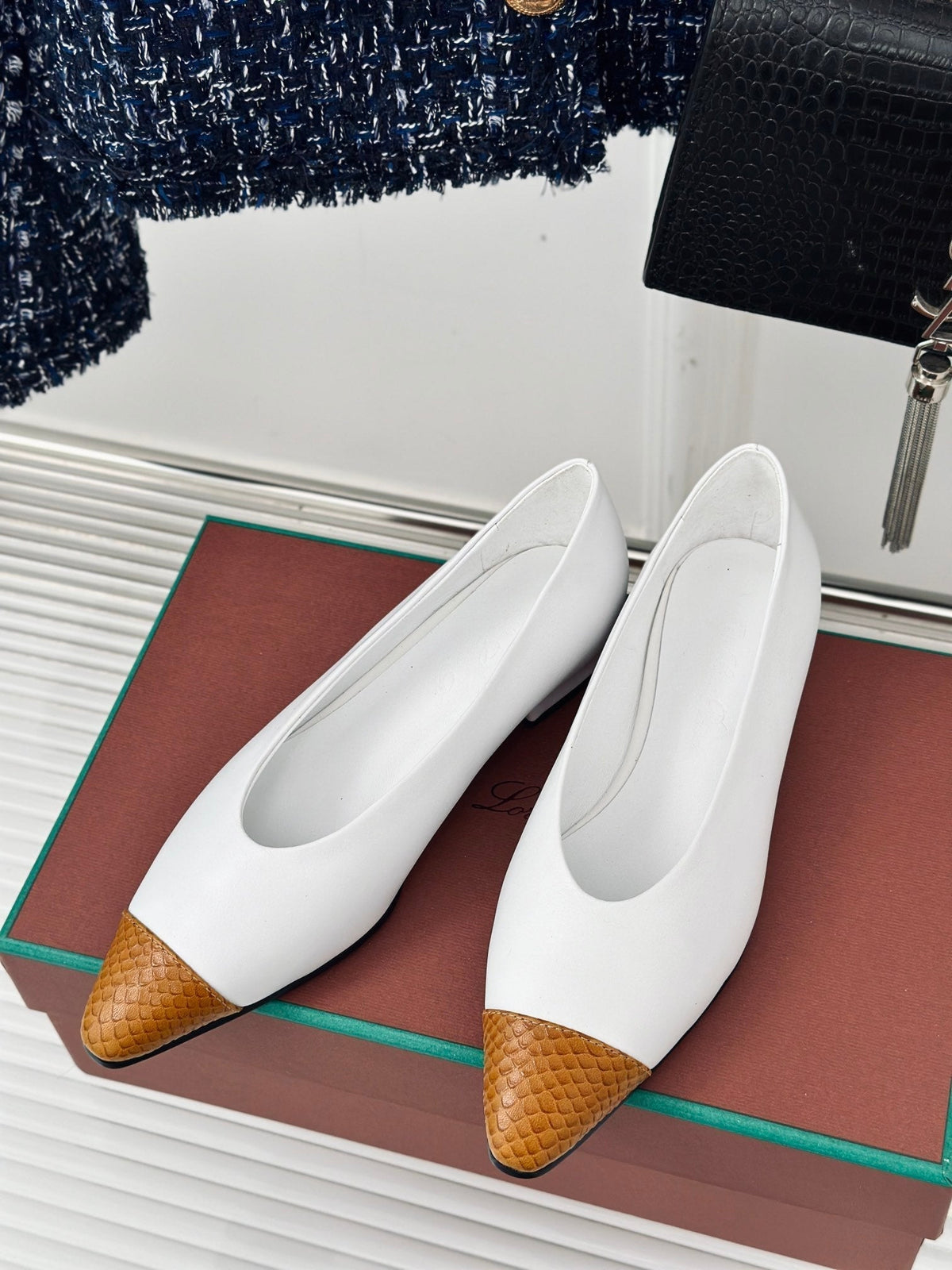 LP REBECCA BALLET FLATS WHITE WAXED LEATHER