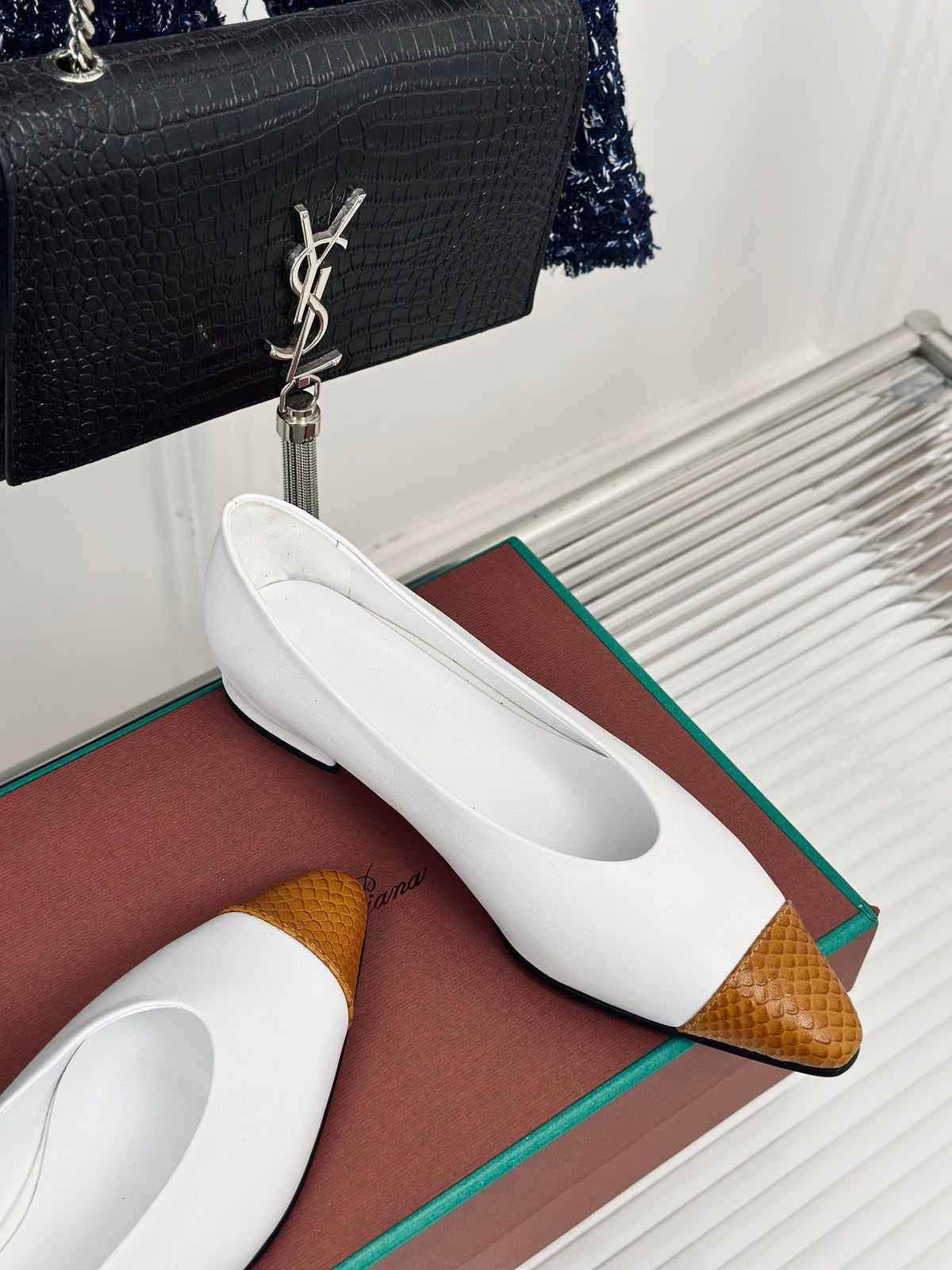 LP REBECCA BALLET FLATS WHITE WAXED LEATHER