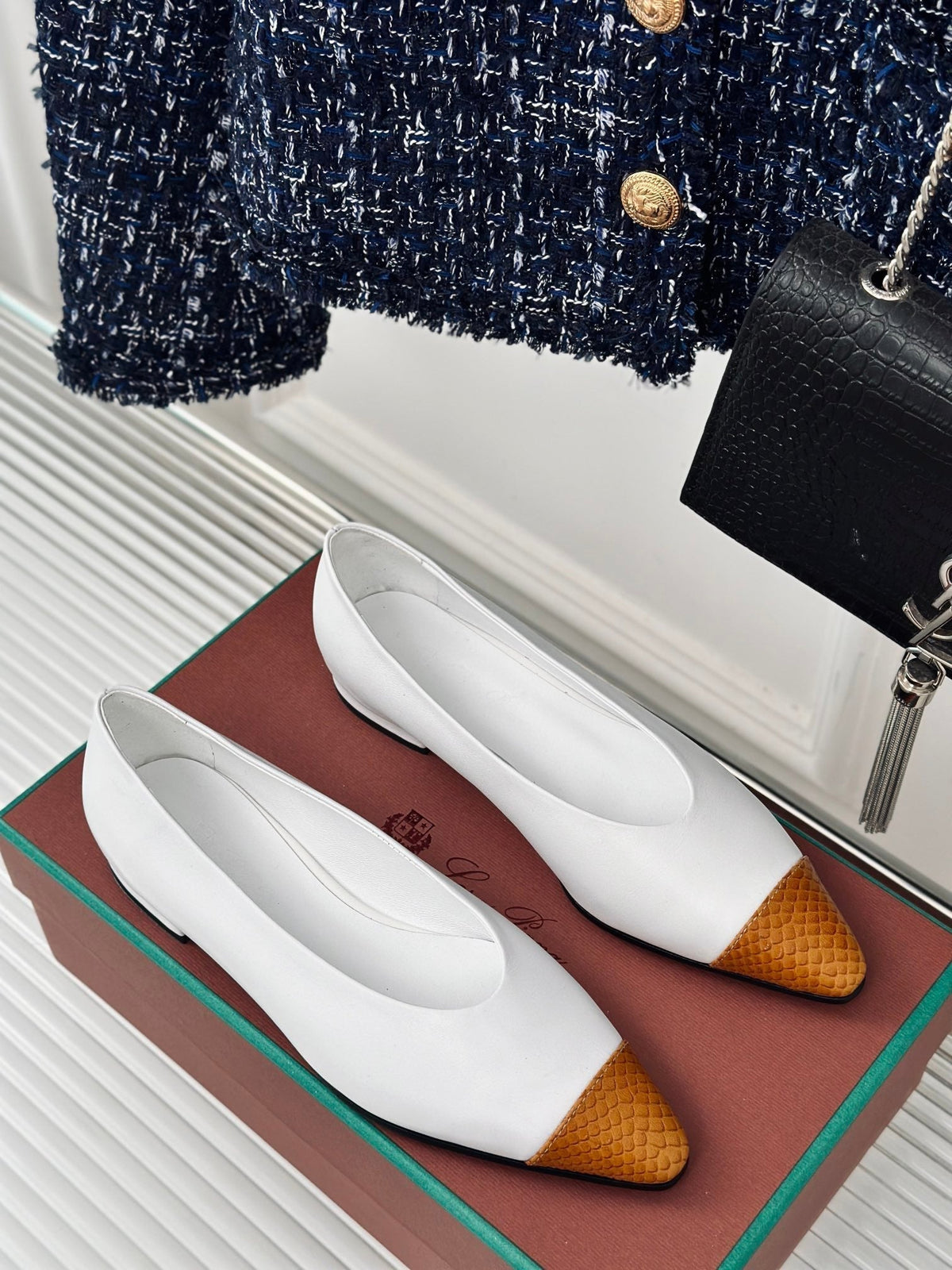 LP REBECCA BALLET FLATS WHITE WAXED LEATHER