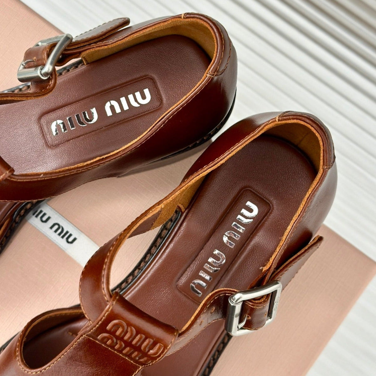 Sandal Platform Chestnut Calfskin