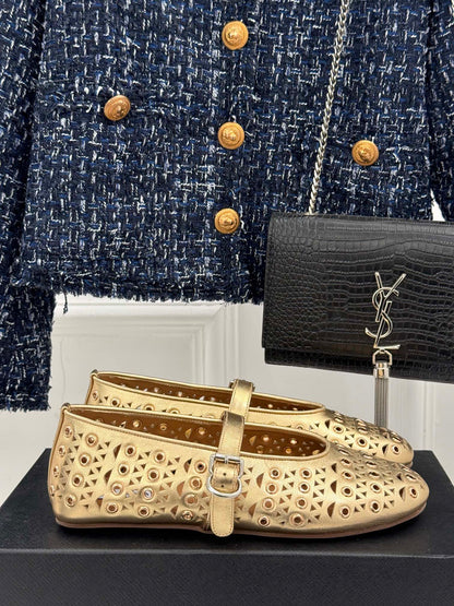MARY JANE IN METALLIC GOLD CALFSKIN