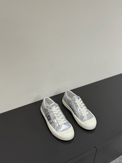 FF TRAINER SNEAKER IN SILVER MIX WHITE CALFSKIN