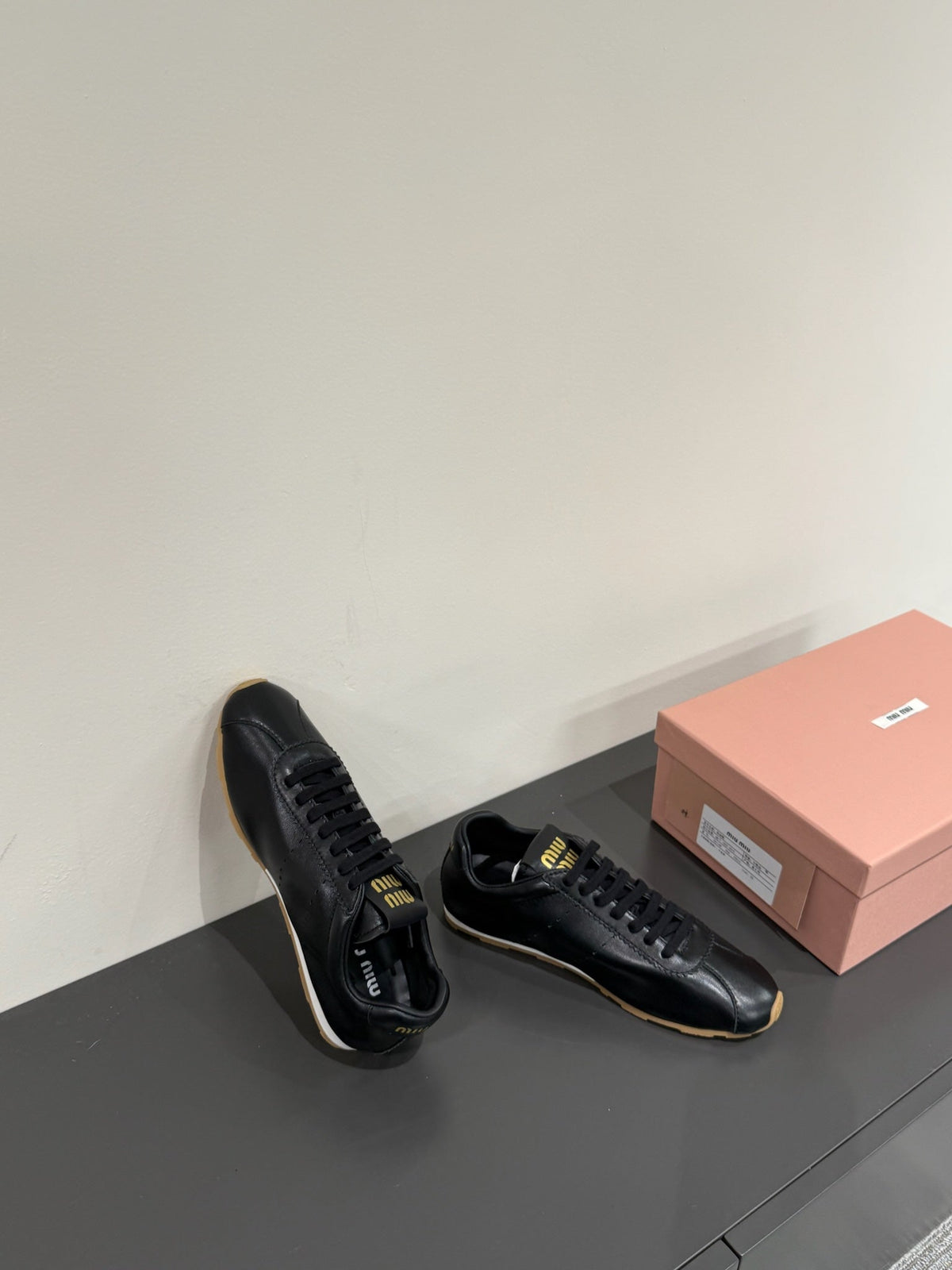 PLUME NAPPA SNEAKERS IN BLACK LAMBSKIN