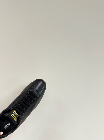 PLUME NAPPA SNEAKERS IN BLACK LAMBSKIN