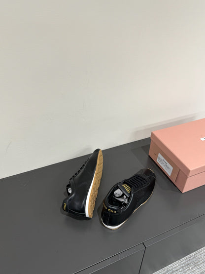 PLUME NAPPA SNEAKERS IN BLACK LAMBSKIN