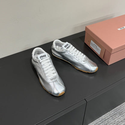 PLUME NAPPA SNEAKERS IN SILVER LAMBSKIN