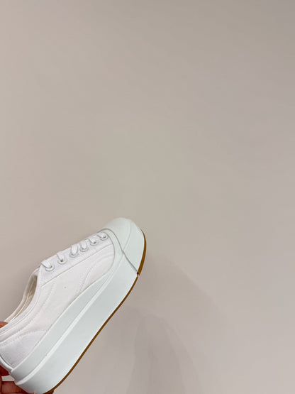 VULCAN PLATFORM SNEAKER IN WHITE CANVAS AND LAMBSKIN