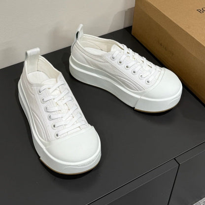 VULCAN PLATFORM SNEAKER IN WHITE CANVAS AND LAMBSKIN