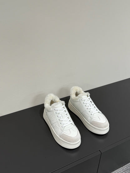 STAR SNEAKER WHITE CALFSKIN AND SUEDE CALFSKIN WITH SHEARLING LINING