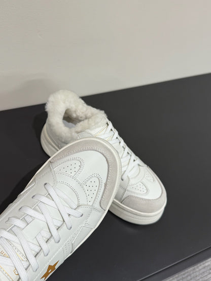YELLOW STAR SNEAKER WHITE CALFSKIN AND SUEDE CALFSKIN WITH SHEARLING LINING