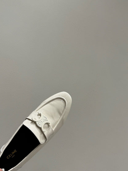 TRIOMPHE LOAFERS IN WHITE PATENT CALFSKIN