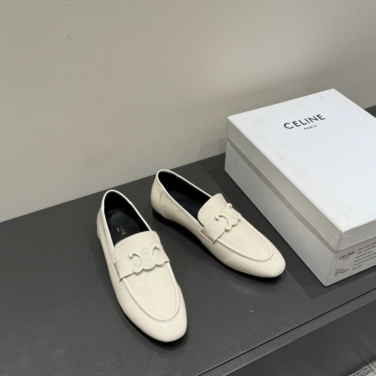 TRIOMPHE LOAFERS IN WHITE PATENT CALFSKIN