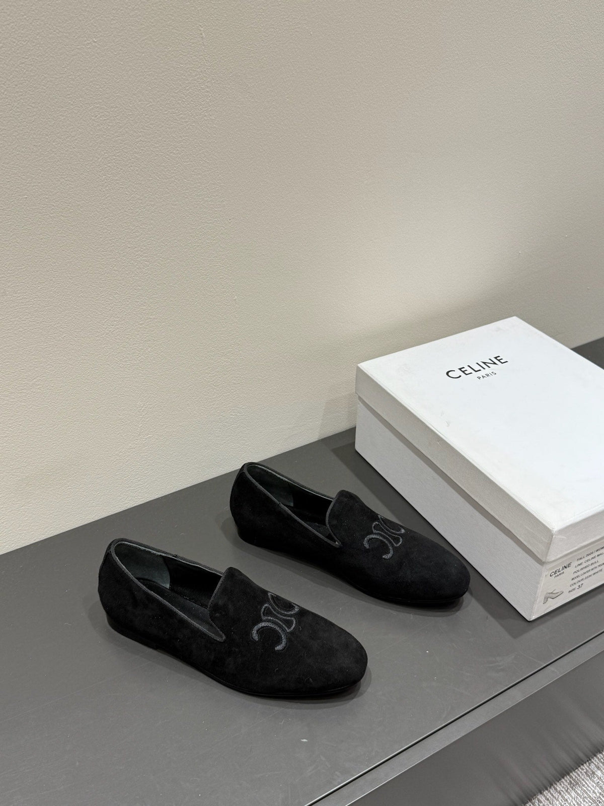 LOAFERS IN BLACK SUEDE EMBROIDERED LOGO